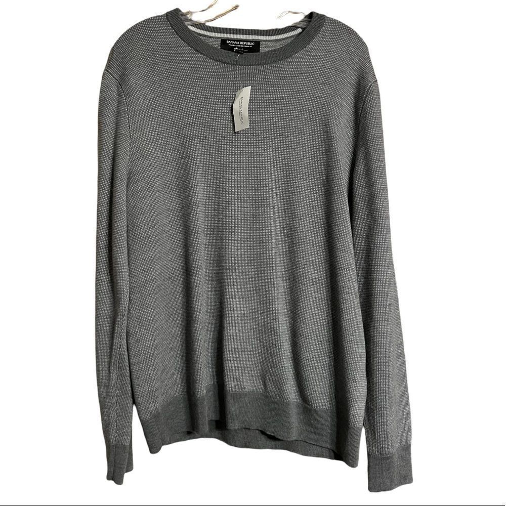 Banana Republic GrayItalian Yarn Extra Fine Merino Wool Light Sweater Sz L NWT